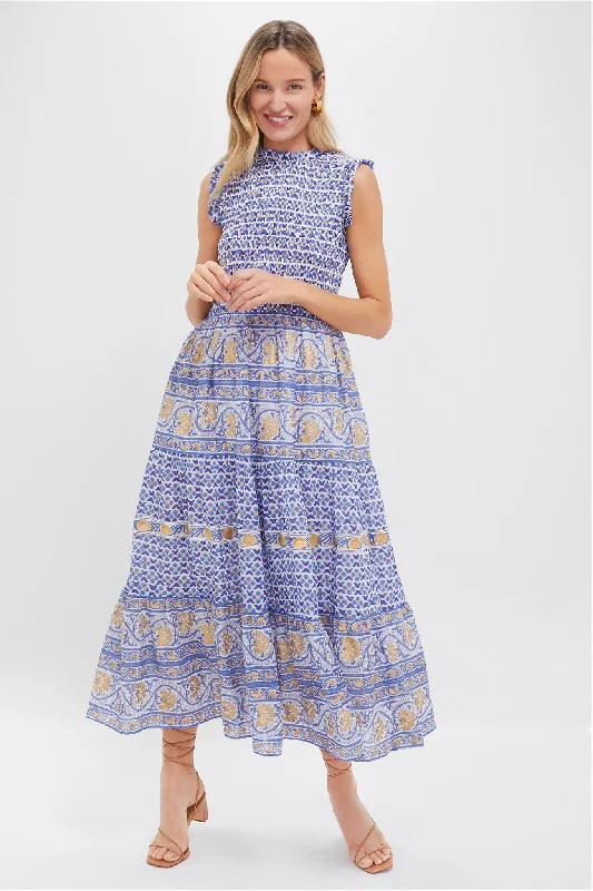 Mega Deal Veranda Blue Sleeveless Smocked Maxi Dress