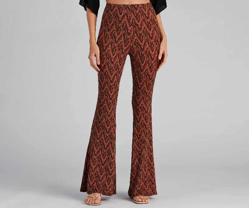 Hurry In Chevron Chills Flare Pants