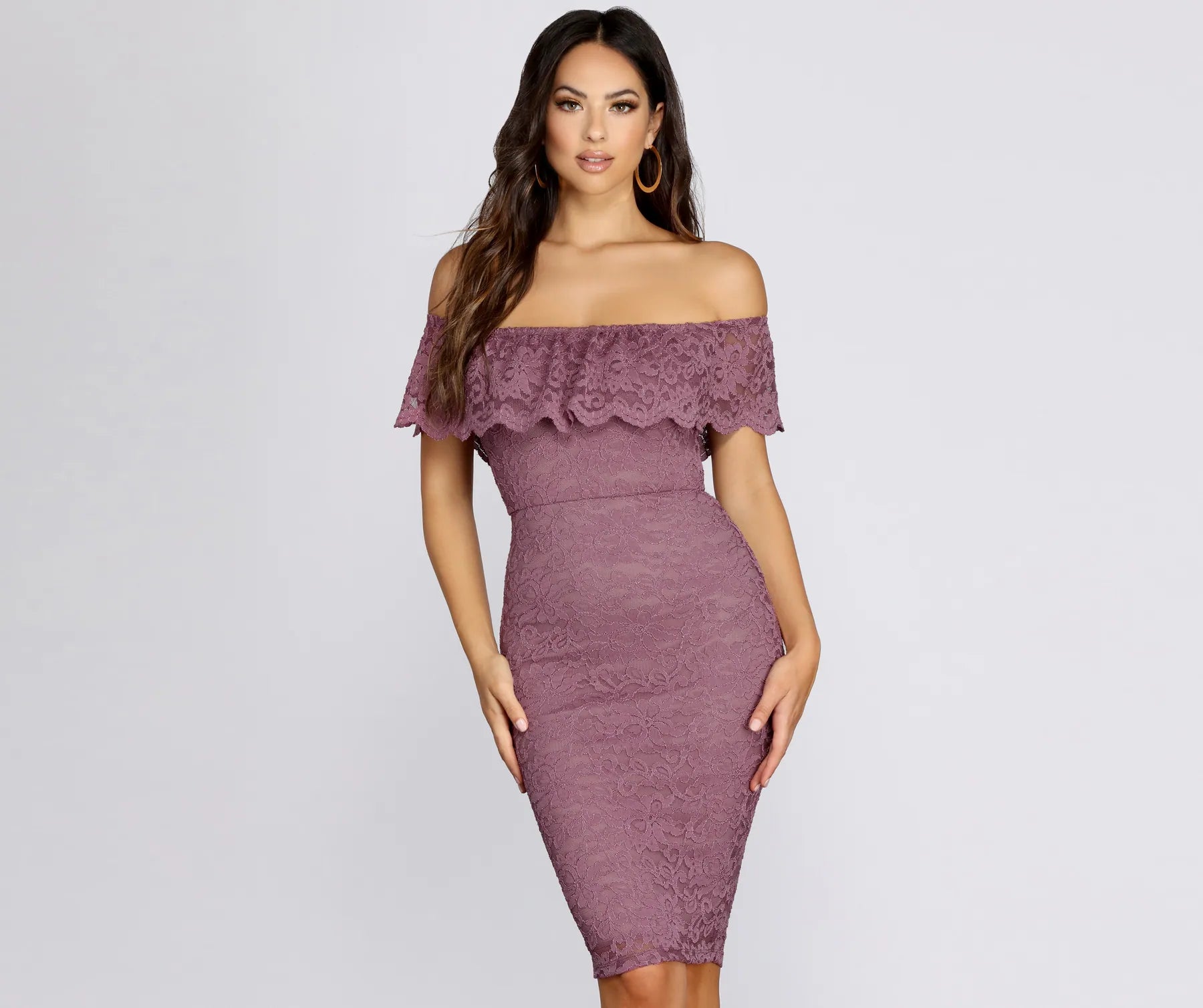 Limited Availability Stunner In Lace Midi Dress