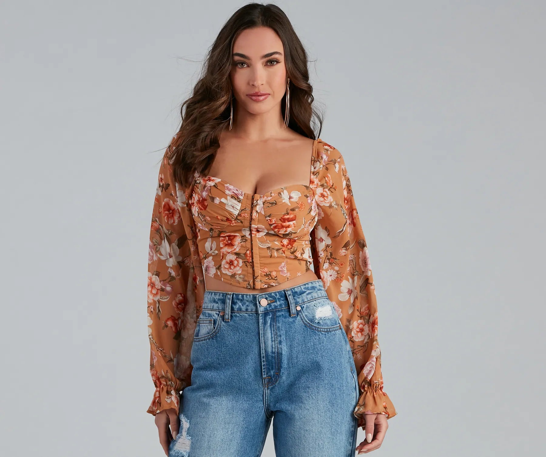 Extra Savings Floral Play Crepe Corset Top