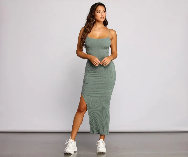 Lowest Price Good Vibes Basic Ribbed Knit Maxi Dress