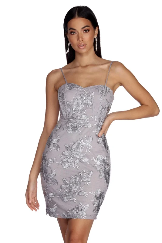 Price Drop Paisley Formal Embroidered Mini Dress