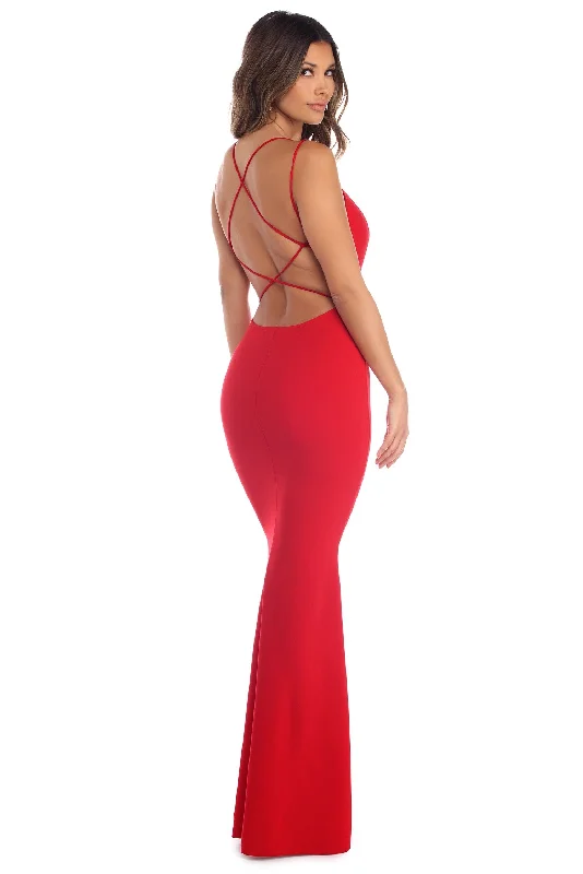 New Arrival Amy Crepe Open Lattice Back Dress
