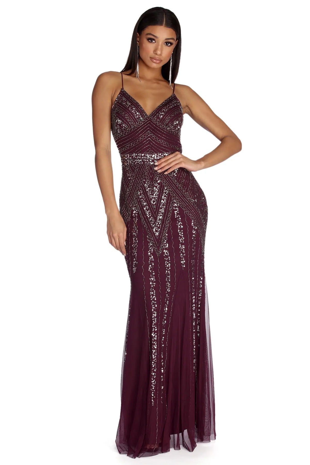 Clearance Sale Daleyza Formal Beaded Mermaid Dress