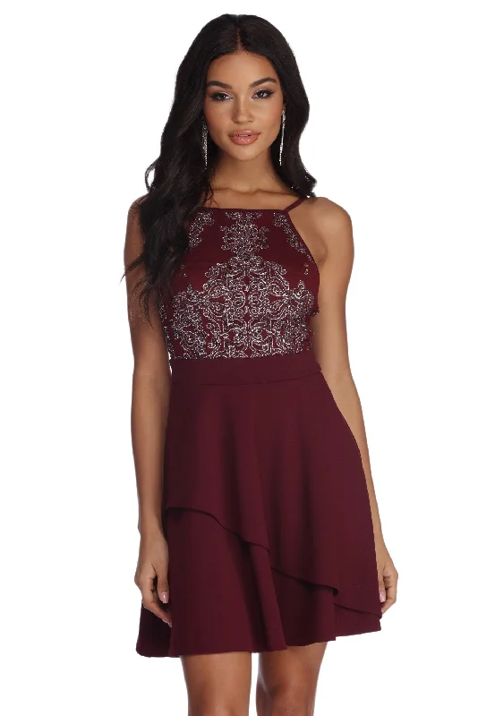 Low Prices Kairi Formal Scroll Print Mini Dress