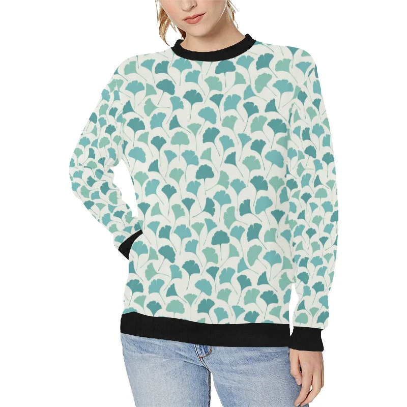 Early Bird Discount Green ginkgo leaves pattern Women's Crew Neck Sweatshirt