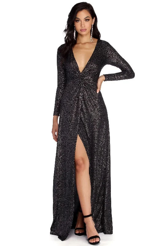 Daily Deals Evangeline Formal Glitter Knot Dress