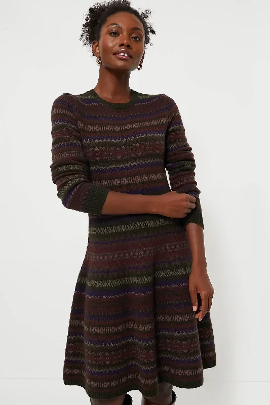 Special Buy Olive Multi Wool Blended Fair Isle Day Dress