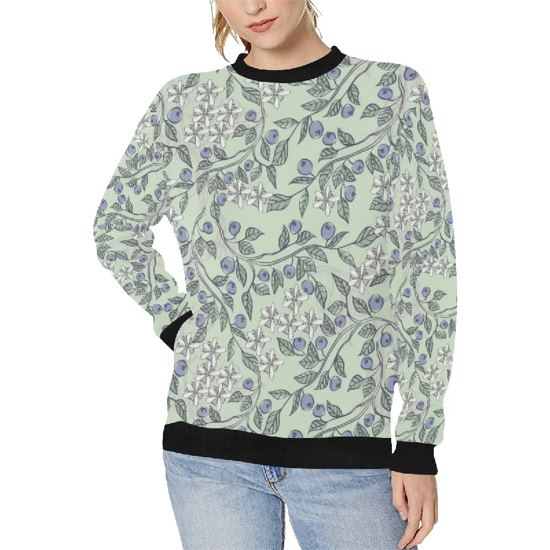 Markdowns hand drawn blueberry pattern Women's Crew Neck Sweatshirt