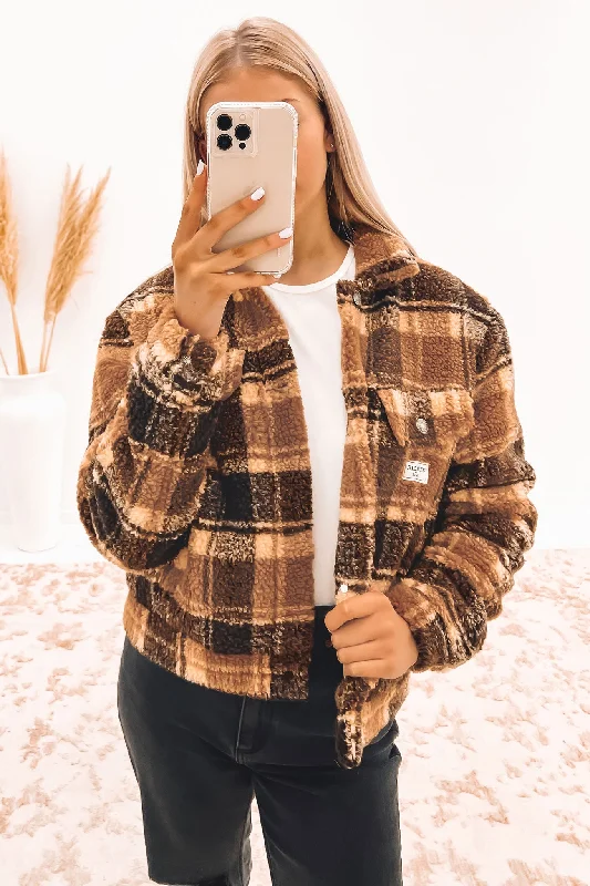 Exclusive Online Offer Teddy Jacket Caramel Check