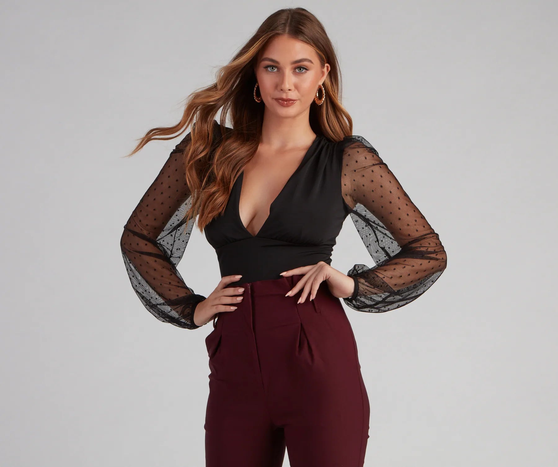 Markdown Madness Simplicity is Bliss Swiss Dot Sleeve Bodysuit