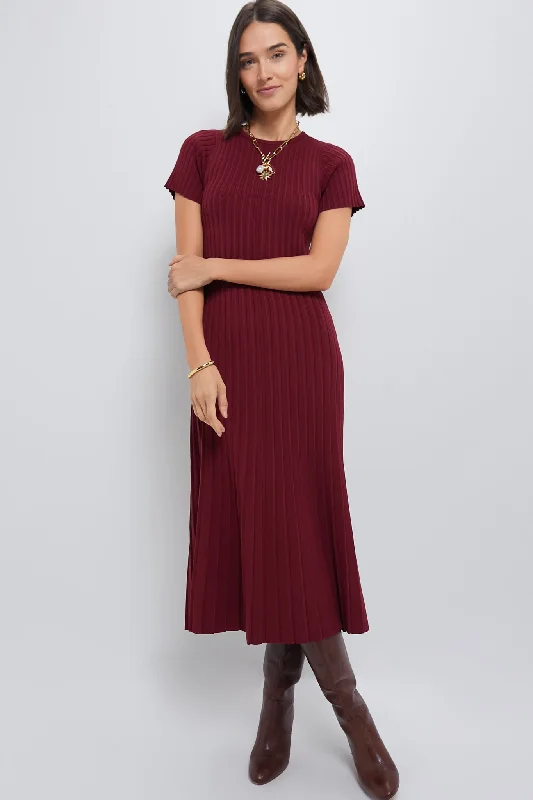 Markdown Madness Oxblood Knit Murphy Swing Dress