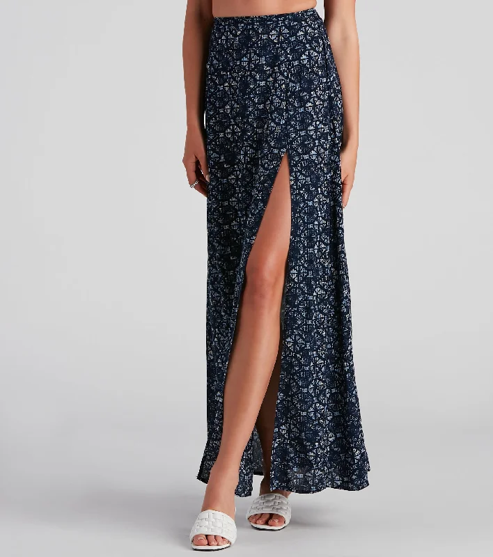 Savings Event Kaleidoscope Boho Slit Maxi Skirt
