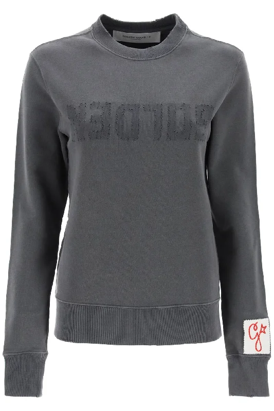 Markdowns Athena Crew-neck Sweatshirt With Distressed Logo  - Grey