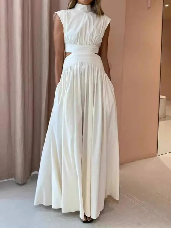 Deal Zone Mock Neck Cut Out Long Dress