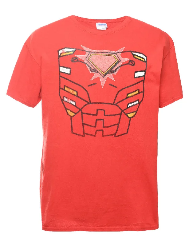 Amazing Deals 2000s Red Printed T-shirt - L