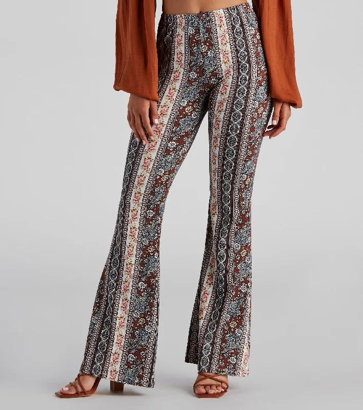 Extra Savings Bohemian Romance Floral Flared Pants