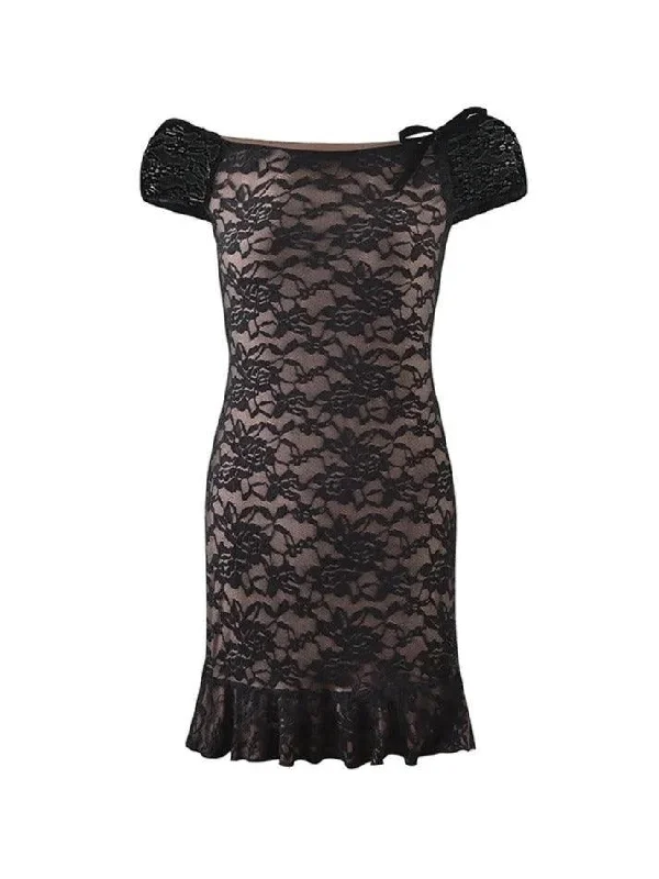 Super Sale Lace Off Shoulder Mini Dress