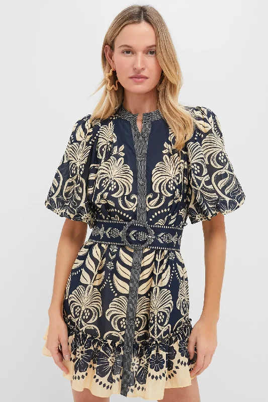 Bargain Prices Blue Ainika Tropical Splendor Mini Dress
