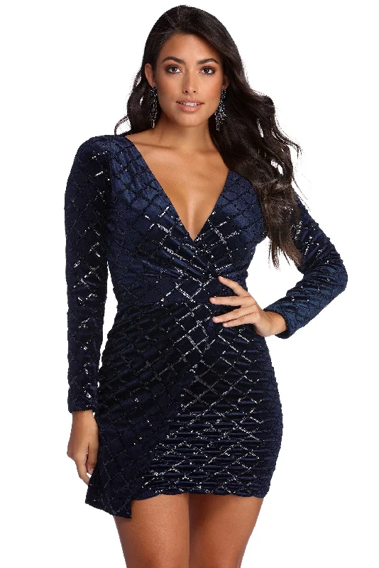Inventory Reduction Makenna Formal Velvet And Sequin Dress