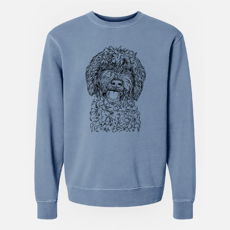 Exclusive Deal Bare Jack the Chocolate Labradoodle - Unisex Pigment Dyed Crew Sweatshirt