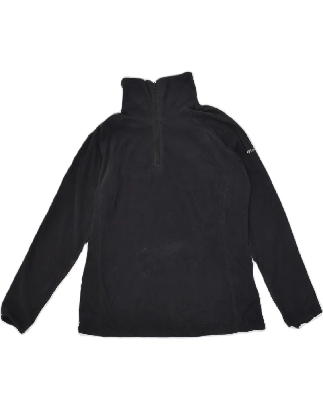 Steals and Deals COLUMBIA Womens Zip Neck Fleece Jumper UK 18 XL Black Polyester
