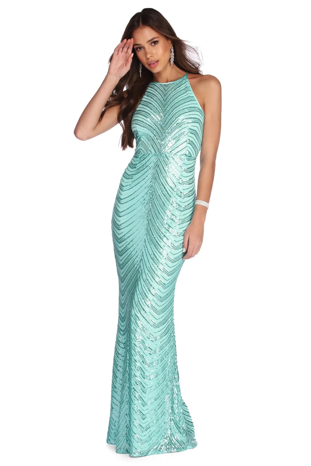 Deal Alert Callie Formal Chevron Sequin Dress