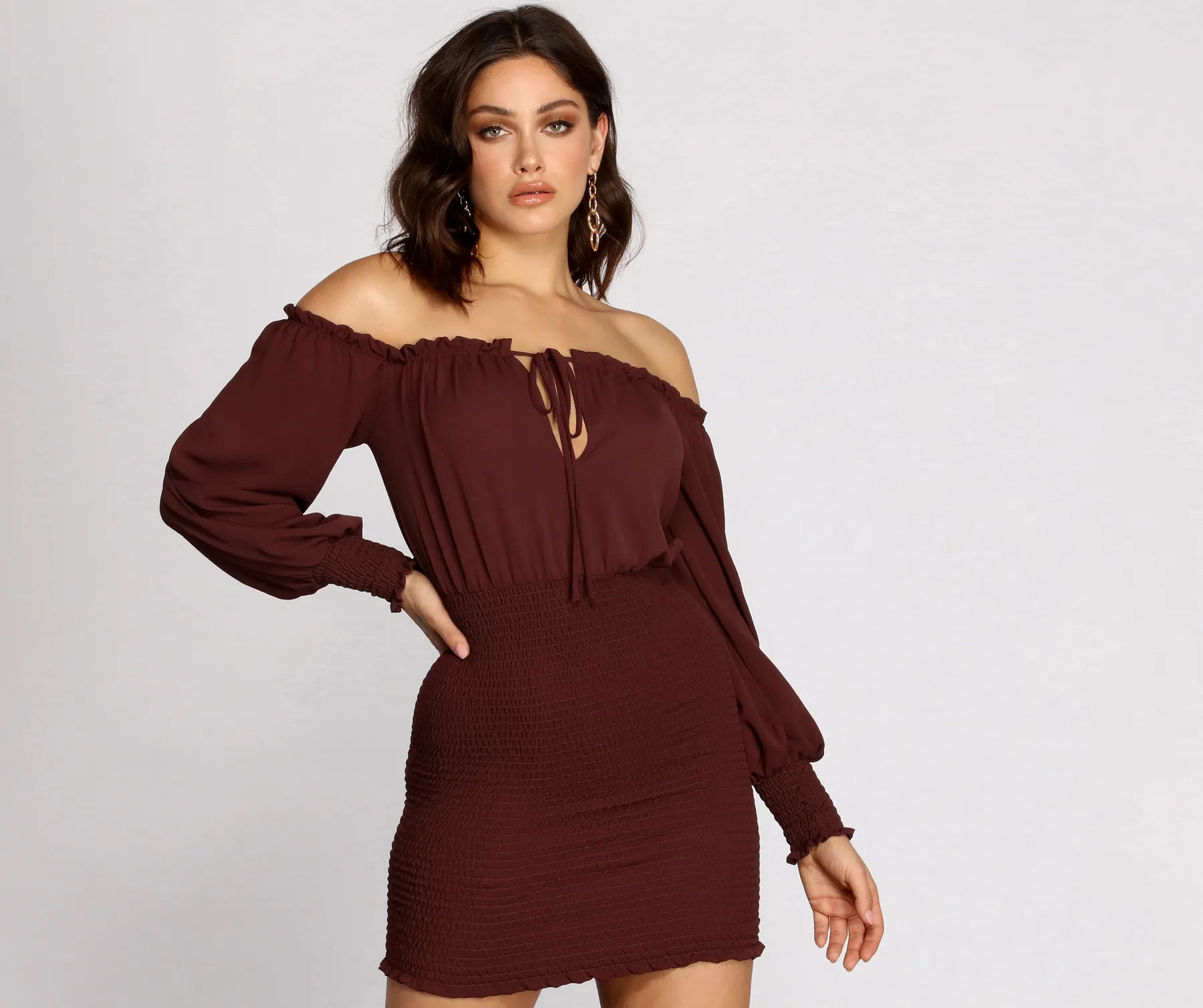 Online Only Smock It To Ya Off Shoulder Mini Dress