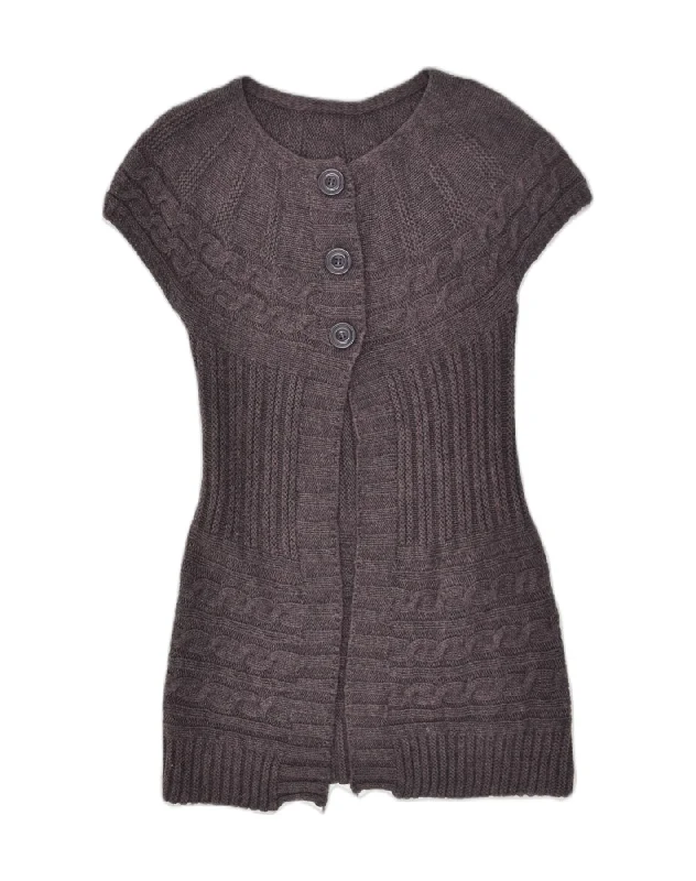 Sneak Peek Sale VINTAGE Womens Short Sleeve Longline Cardigan Sweater UK 6 Small Purple