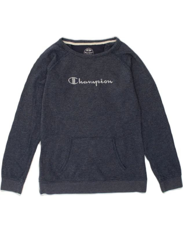 CHAMPION Womens Graphic Sweatshirt Jumper UK 18 XL Navy Blue Cotton