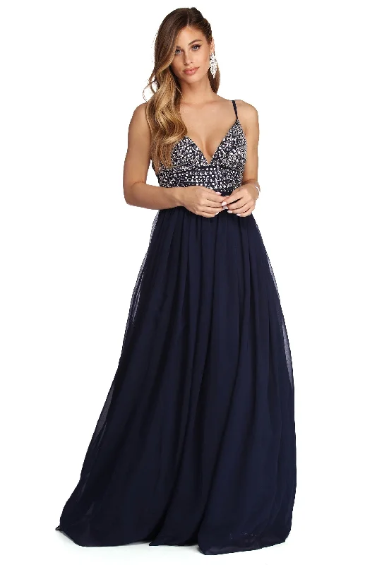 Midnight Madness Jewel Formal Beaded Chiffon Dress