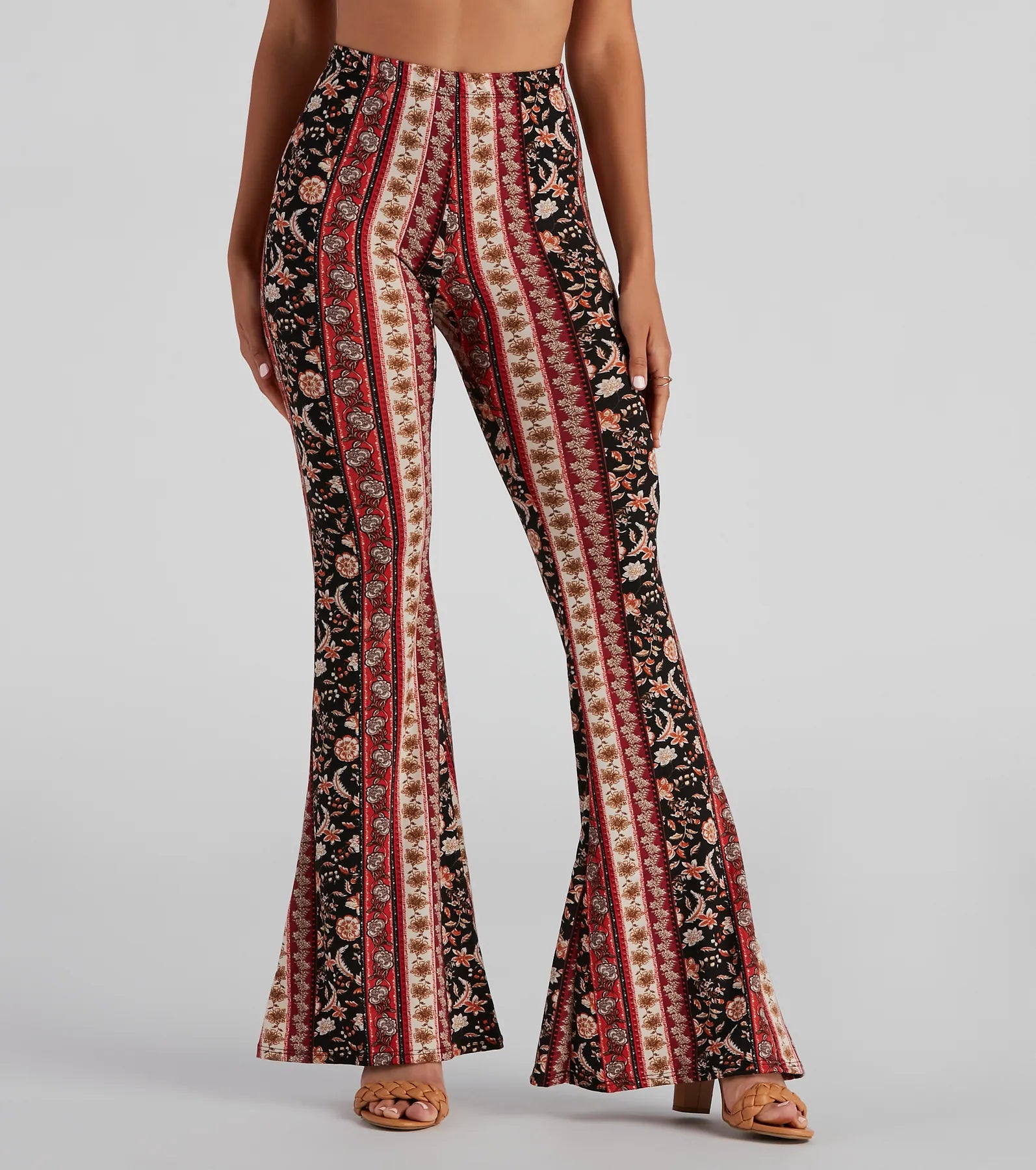 Huge Discounts Boho Moment Floral Flare Pants