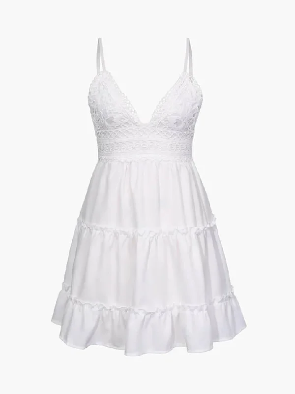Quick Sale V-Neck Ruffle Hem Mini Dress