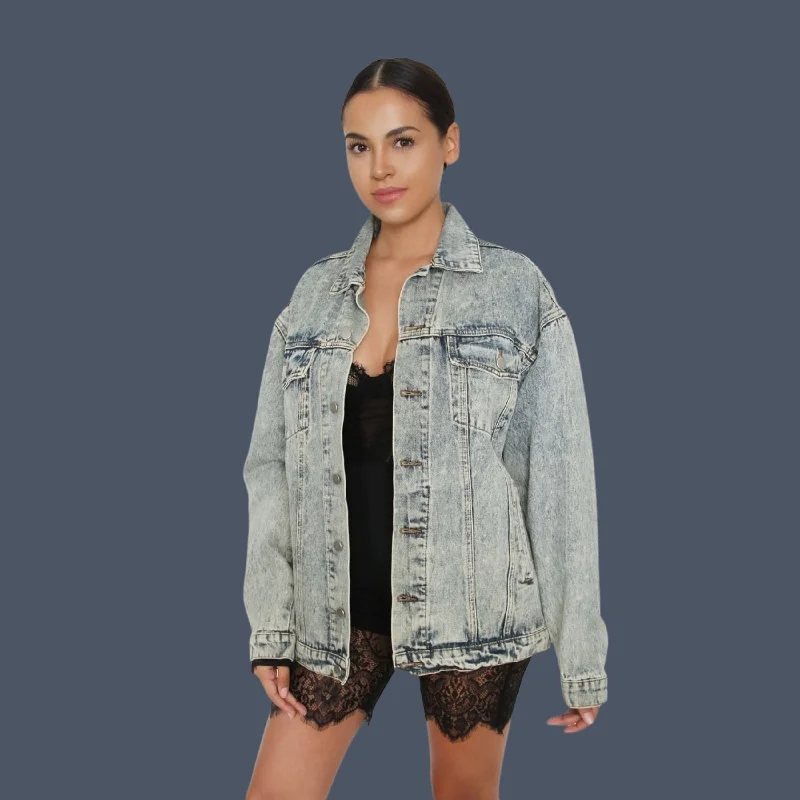 Reduced Prices TIC TOC - Oversized Denim Jacket - Acid Blue Trucker