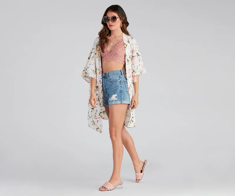Hurry In Charming Beauty Floral Kimono