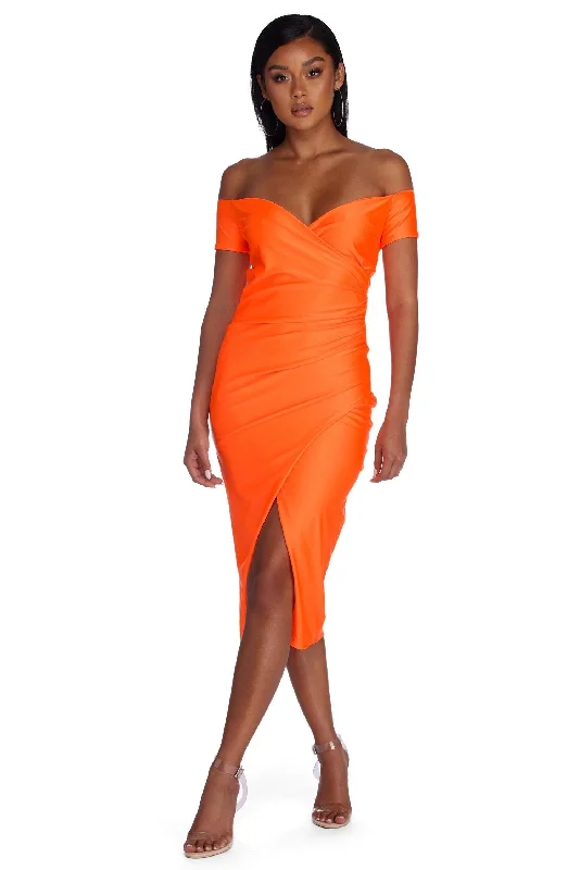 Great Bargains Stephanie Formal Ruched Midi Dress