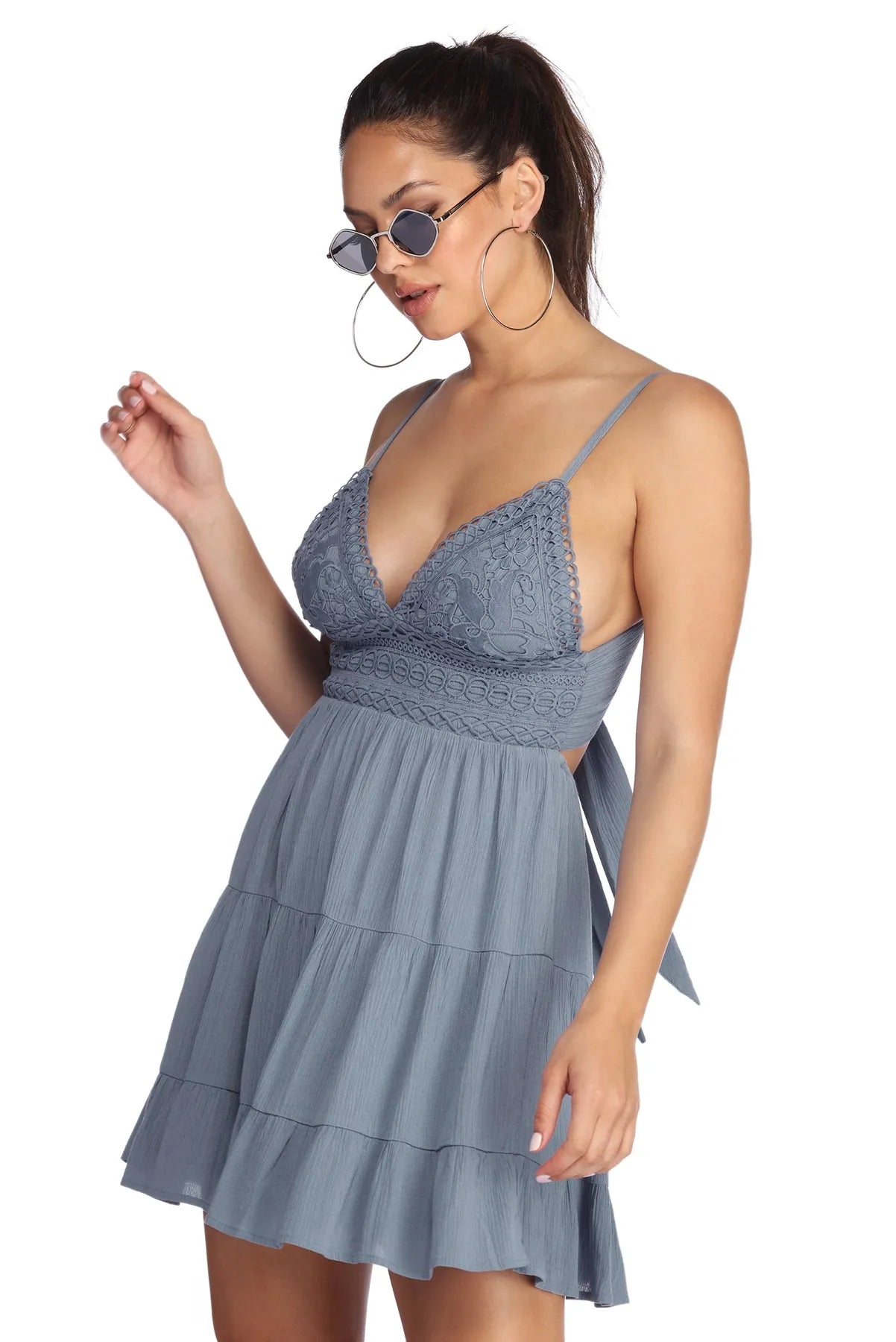 Sale Event Babe In Crochet Skater Dress