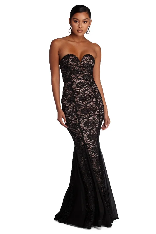 Time-Limited Offer Daniela Formal Glitter Lace Dress