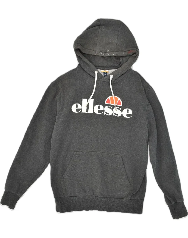 Instant Savings ELLESSE Womens Graphic Hoodie Jumper UK 14 Medium Grey Cotton