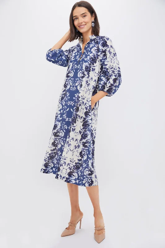 Limited Availability Indigo Reflection Cotton Linen Maryse Caftan