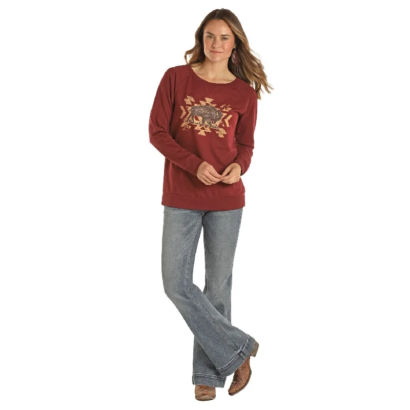 Massive Deals Panhandle® Ladies French Terry Buffalo Graphic Sweatshirt L8T2073
