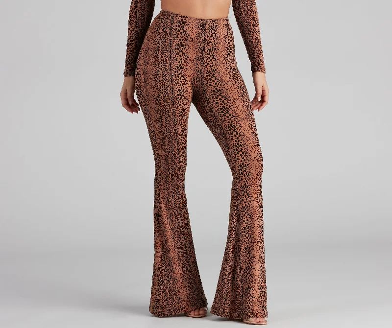 One-DAY Sale Leopard Spots High Rise Flare Pants