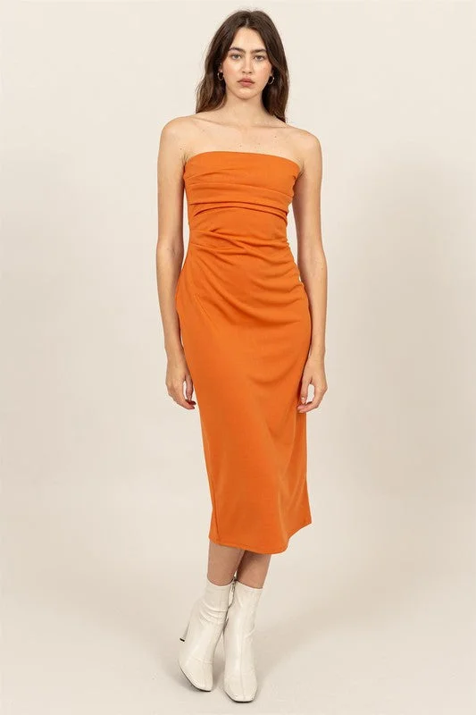 New Deals Chashi Midi Dress- Burnt Orange