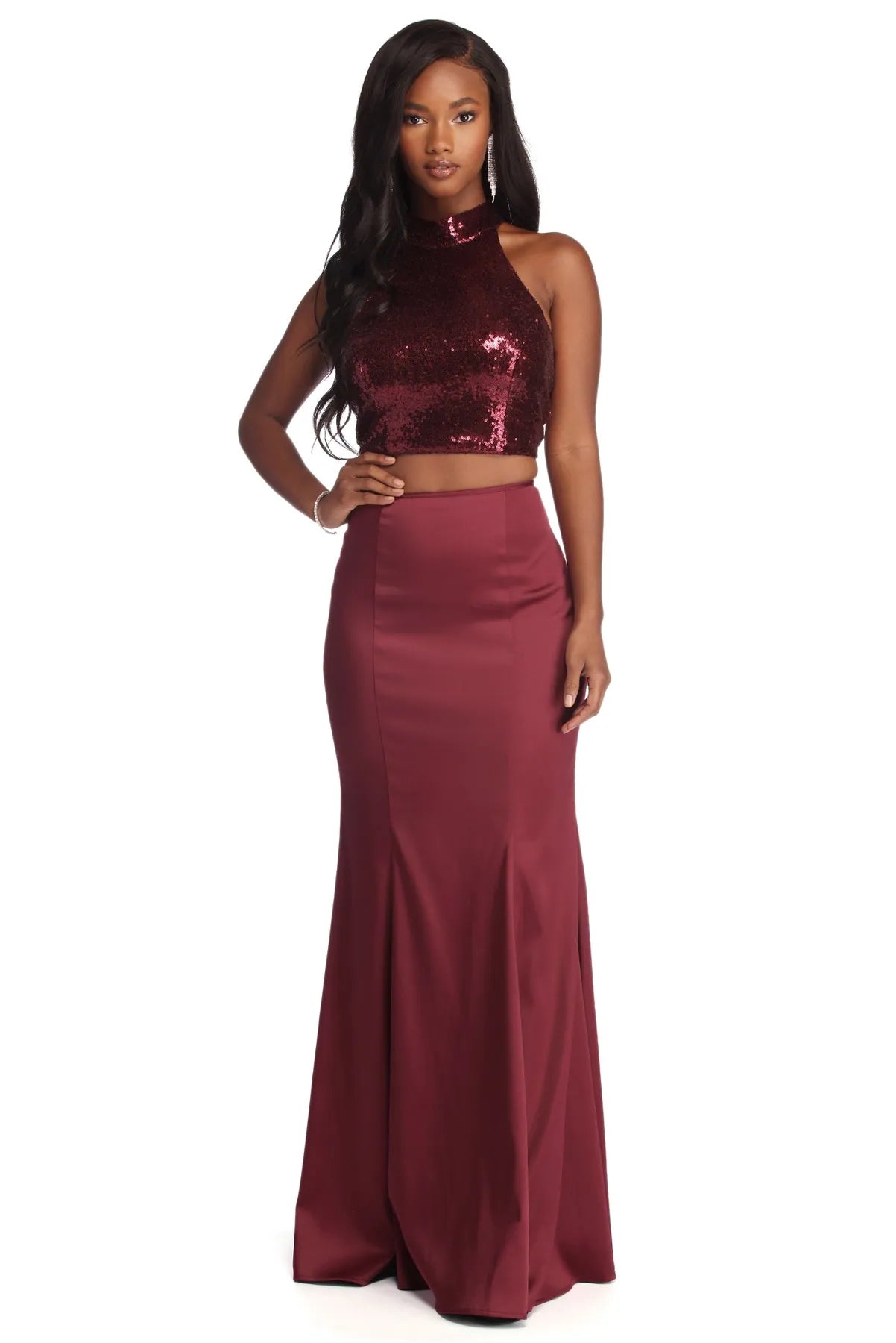 Exclusive Preview Ophelia Formal Sequin Two Piece Dress