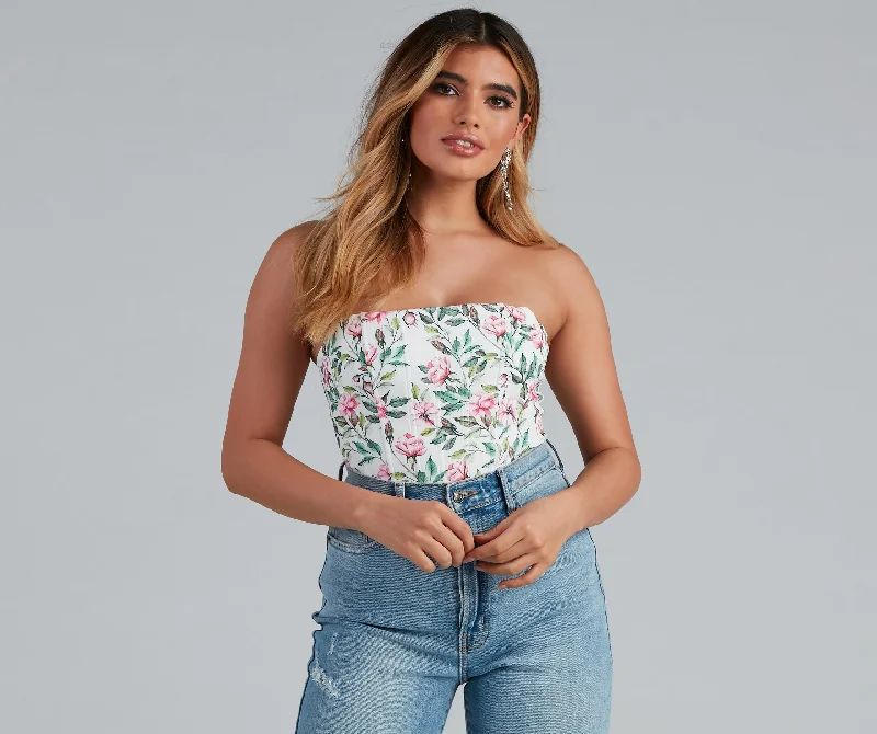 New Deals Effortless Floral Beauty Corset Top