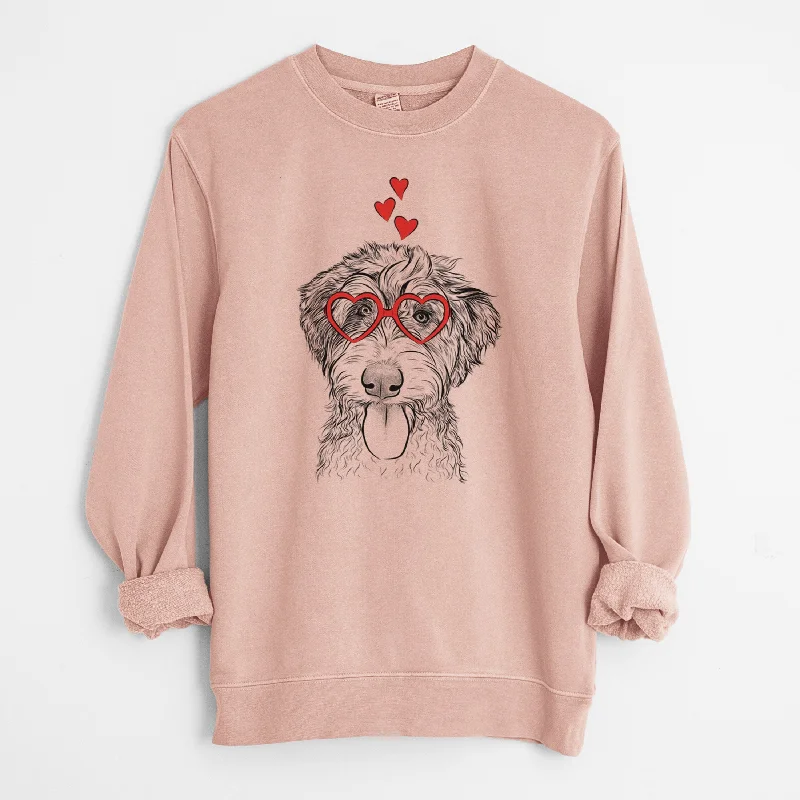 Price Drop Valentine Myrtle Mae the Aussiedoodle - Unisex Pigment Dyed Crew Sweatshirt