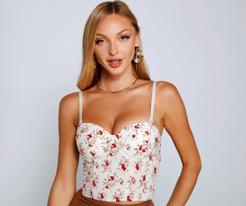 Act Now Feelin It Floral Bustier