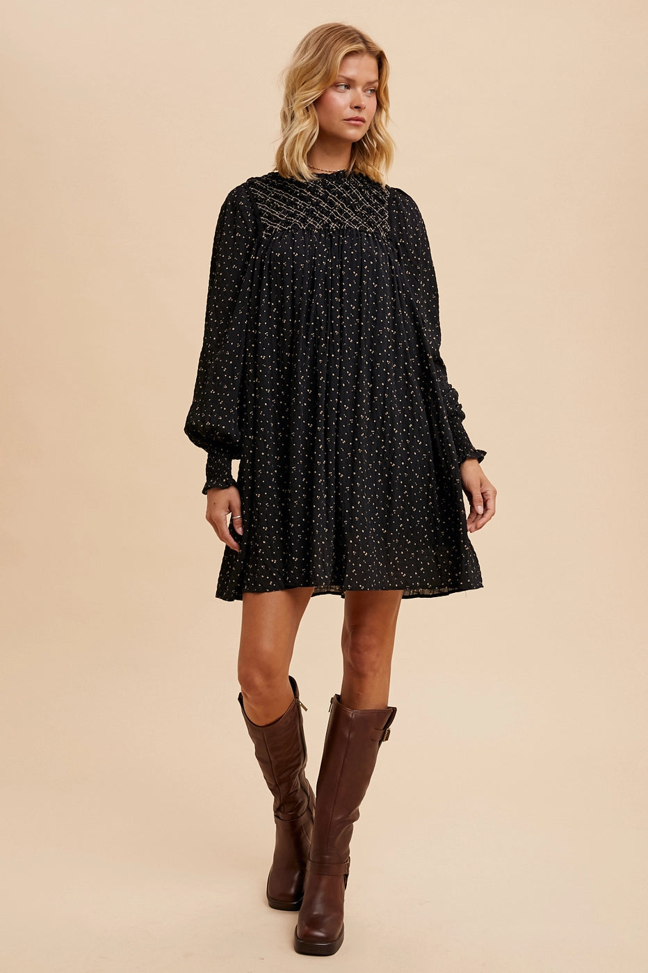 Limited Time Offer Smocked Peasant Mini Dress