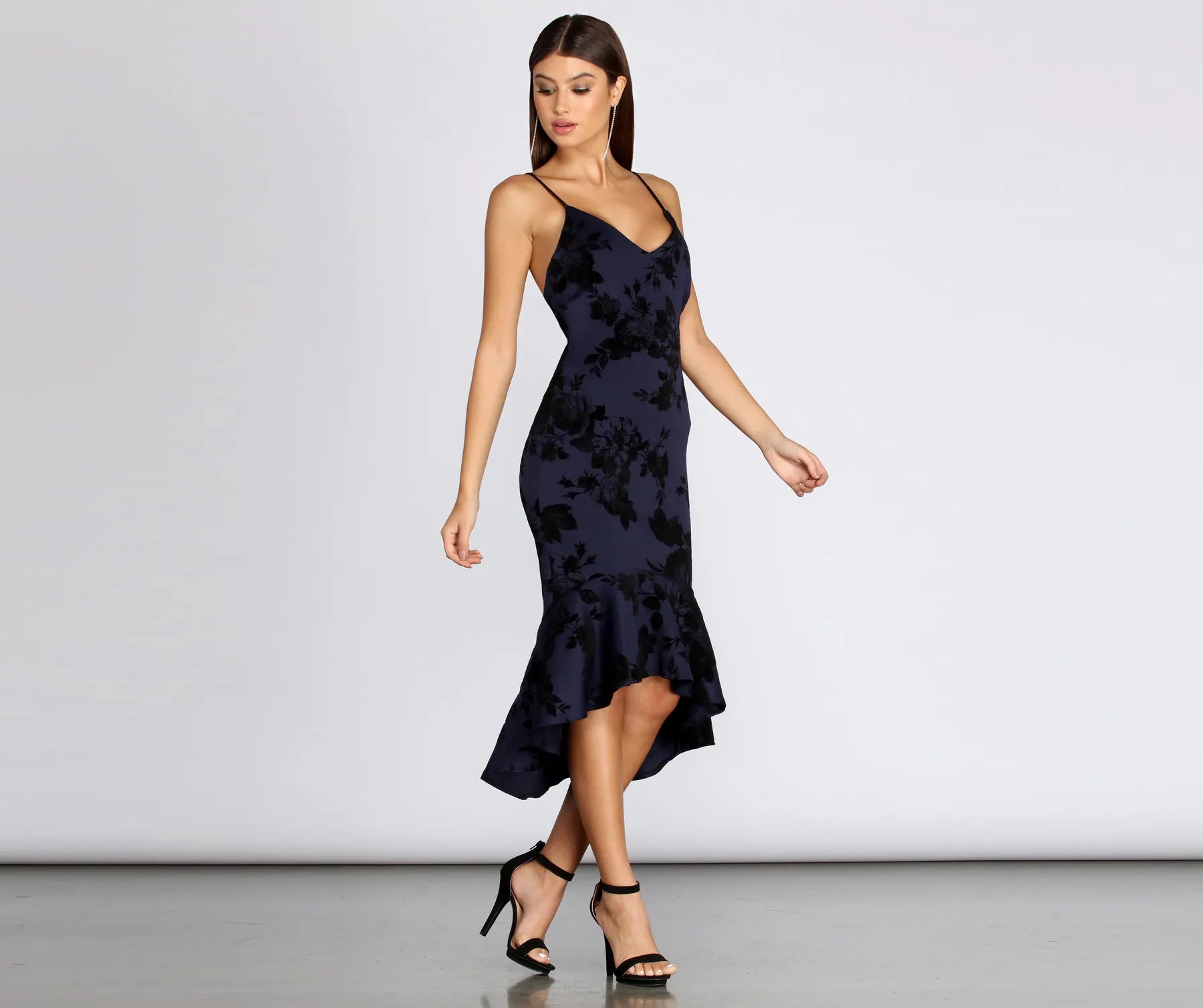 Deep Discounts Floral Desire Trumpet Midi Dress