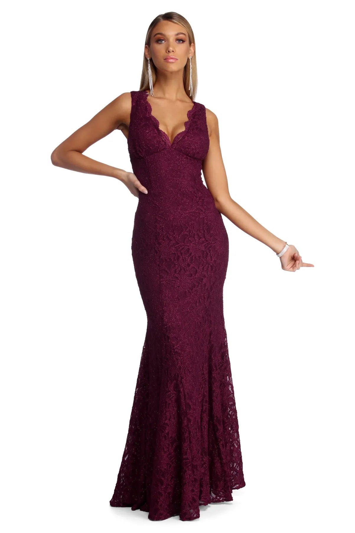Limited Quantity Tara Formal Glitter Lace Dress